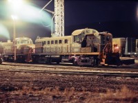 One of my few attempts of night photography, unfortunately the overhead lights did not help with the color etc. This would be the Williams Lake yard power for a few days, 559 & 560. Pretty old units and fun to operate.