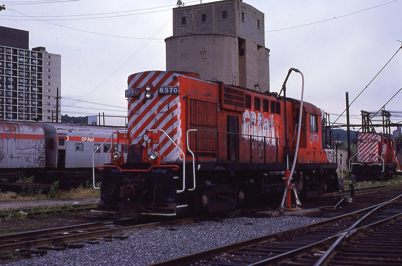CP RS10 8570 at The Glen (passenger car shop) in suburban Montreal in June 1983 looking none the worse for wear.
