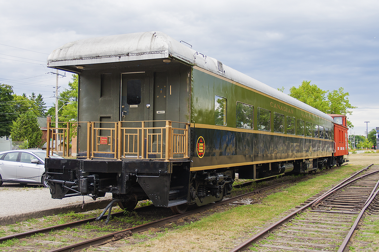Not sure when, and not sure how it got moved here - but this was the latest addition to the lone caboose at the Owen Sound station. Former CN Observation Car, in a semi-restored condition. Nice to see some of the former Owen Sound Sub. still in place as the town revamps the surrounding landscape with newer buildings.