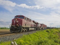 From what I gathered from the appearance of the cars, this has to have been the Management Special. I was lucky enough to have first spotted the train on the siding at Tilbury, and having wanted to photograph at the country crossing on Montpetit Road, I shot straight over there and waited patiently. 15 minutes went by and the Management Special finally came. Following 8937 and a 2nd unit, was a trail of 'relics' most of which are still in the original multi-colour CP Rail paint scheme, picking up speed around the long, gentle bend out of Tilbury bound for Chatham.