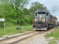 Reunited with the "regular" mainline power, GEXR 431 passes through control point Hanlon with 3054 and 3394 trailing 