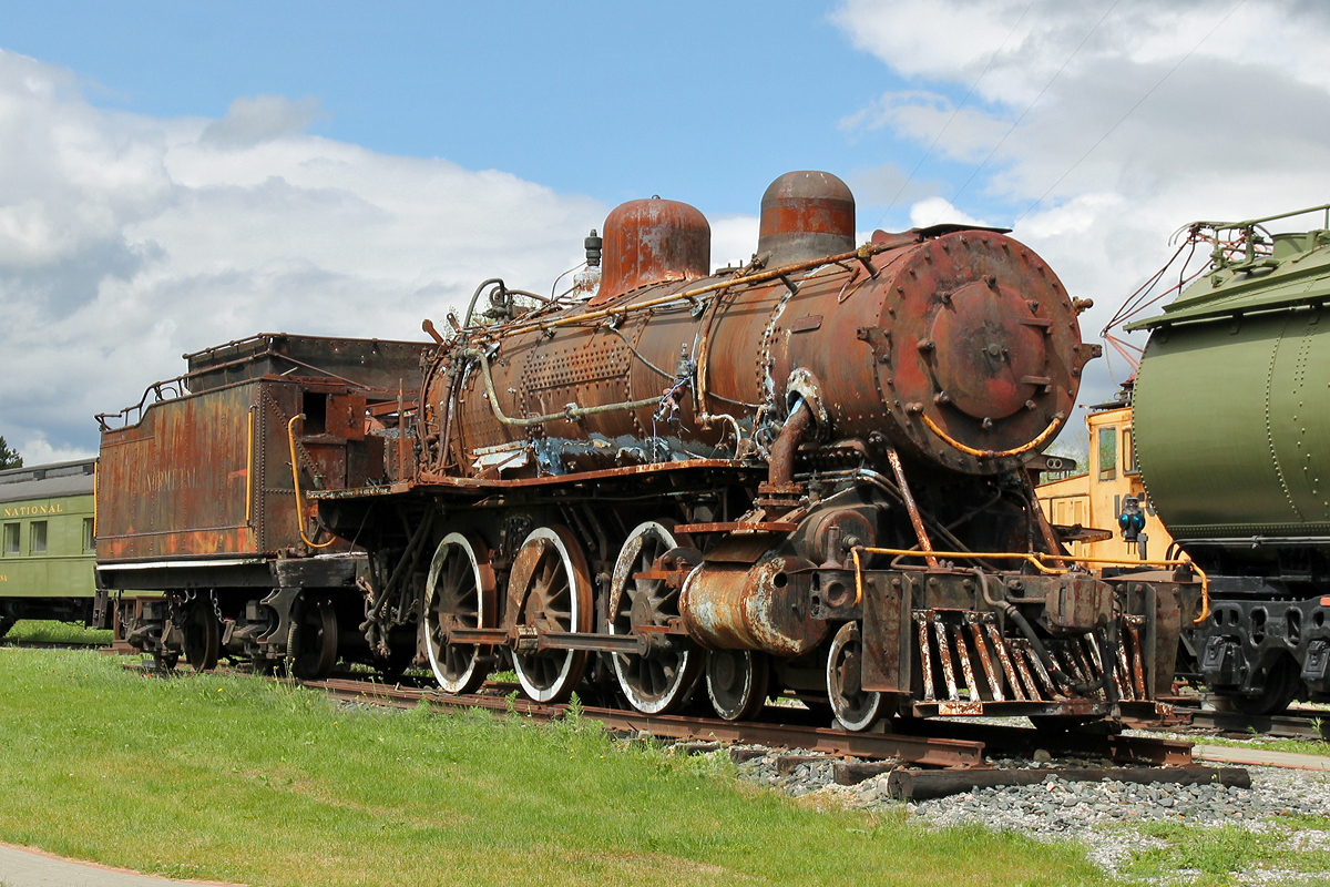 Seen at the Northern Ontario Railroad Museum & Heritage Centre ex Ontario Northland 4-6-0 #219 is definitely in need of restoration.  The loco is also ex Normetal Mines in Quebec and the Normetal logo can still be seen very faintly on the tender.