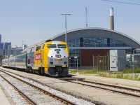 You know you're a die hard rail fan when you're standing outside in what feels like 40 degree heat and sunshine. I was waiting to capture Train 76 departing from the station at Windsor. The station seems out of place being fairly new, as it stands among buildings that were constructed in the 19th century and are now abandoned. Canada 150 wrapped VIA 908 is in the lead.