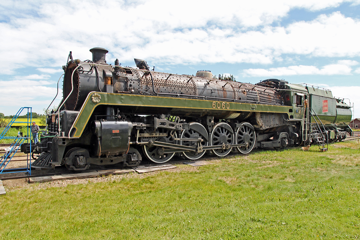 CN's iconic 6060 was made available for viewing at the Warden shop during the Canada 150 celebrations.  Major work required is on the boiler shell. There is an enthusiastic group of volunteers with the locomotive but I fear it will be some time yet before she is ready to steam again.