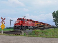 CP 5039, with helpers KCS 4193 and KCS 4768, is in charge of train 650 at mile 76.1 on the CP's Windsor Sub.