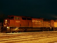 CP 9022 and CP 9017 spend a cold March night idling in track 4 at MacTier, both are still active in 2017 on the CMQ!
