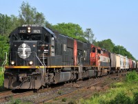 A43531 12 departing Brantford with IC 1021, CN 5782, BCOL 4607, and 66 cars