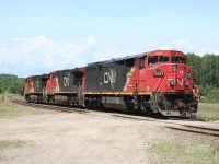 CN 573's power makes a switching move at Hawk Junction.