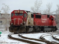 Brrrrrrrrrrr.. remember cold? I don't, but maybe this will rekindle your memory. SOO 6027 seen on the wye at Galt turning to head back west to Wolverton on this very cold late March day. Nice to see a pair of SD60's (one rebuilt, one not) side by side. I don't think any SOO SD60's are roaming any longer.