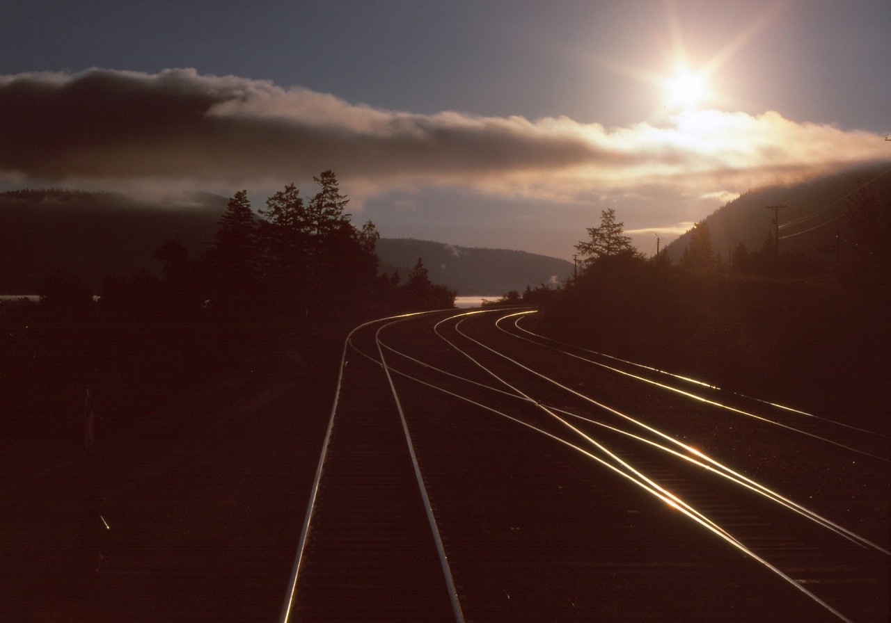 Sunrise at Williams Lake.  Took this image from the back platform of our caboose prior to departing northward from Williams Lake to Prince George.