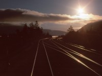 Sunrise at Williams Lake.  Took this image from the back platform of our caboose prior to departing northward from Williams Lake to Prince George.