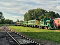 PSTR L2 basks in the evening sun after the days switching duties are done. On the head end PSTR L3 will lead the Thomas train north to St. Thomas. 