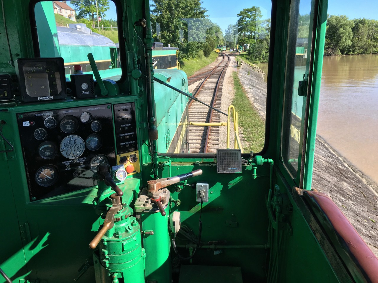 For the first annual Photo Charter from Port Stanley to the CASO Station, we used PSTR L3, former CN #1. Here's a cab view of the 44 tonner.
