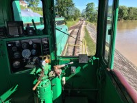 For the first annual Photo Charter from Port Stanley to the CASO Station, we used PSTR L3, former CN #1. Here's a cab view of the 44 tonner. 