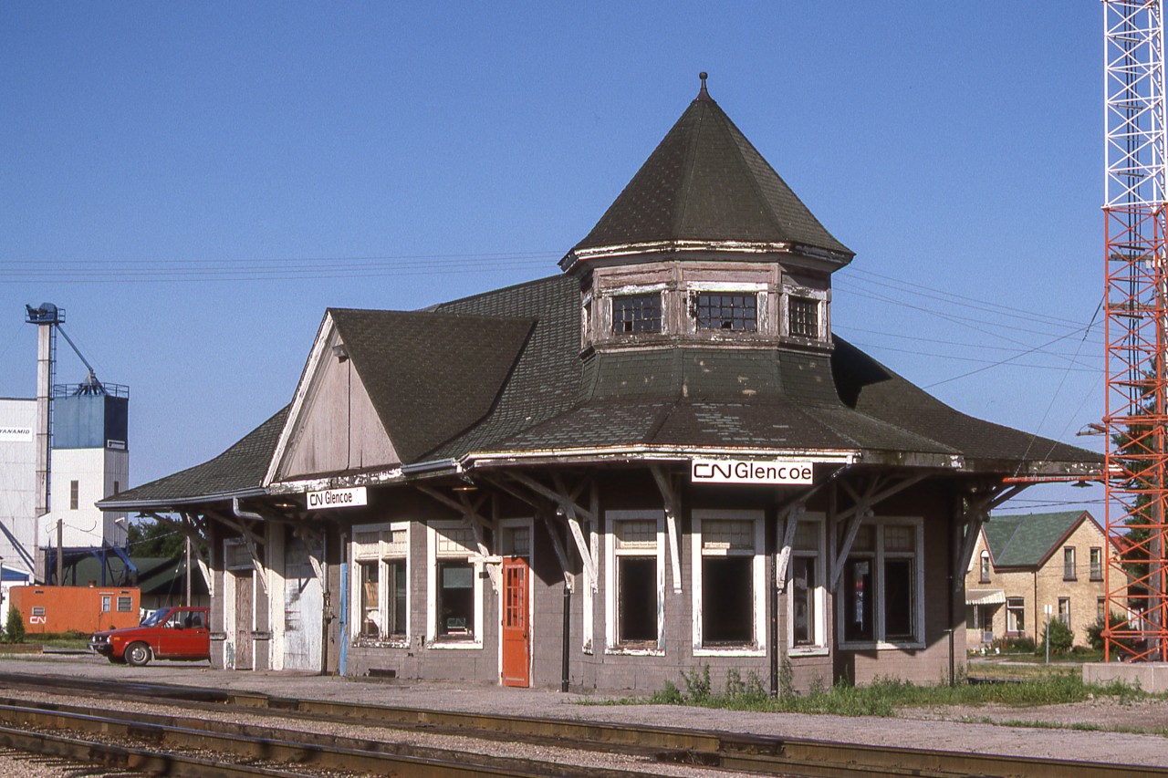 The CN station at Glencoe, Ontario caught my eye because of its interesting architecture. The date given is approximate.