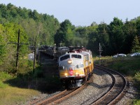 After a successful tour across the country for CP's Canada 150 special, 41B deadheads back to Calgary the quartet of vintage "F" units waste no time as they roll on through Palgrave.