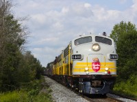 After the festivities were all done in Toronto, it was time to head off to their next destination, Montreal. CP's Canada 150 train departed first thing next morning and is making haste on the CP Belleville Sub. The engineer also gave a friendly wave as it passed by.