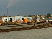 VIA 185 with a triple set of Budd cars pokes out of the shop at left while CP's "Canada 150" special fuels up and waits for show time later tonight. Good luck to everybody venturing out for photos of this gorgeous equipment! 