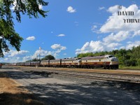 After a crew change, the Kam Sub crew pulls down the Canada 150 train to load a few privileged people onto the train for the trip eastward. Note the empty space between the mainlines here, this was where the old depot in Ignace use to be, before it was torn down.  