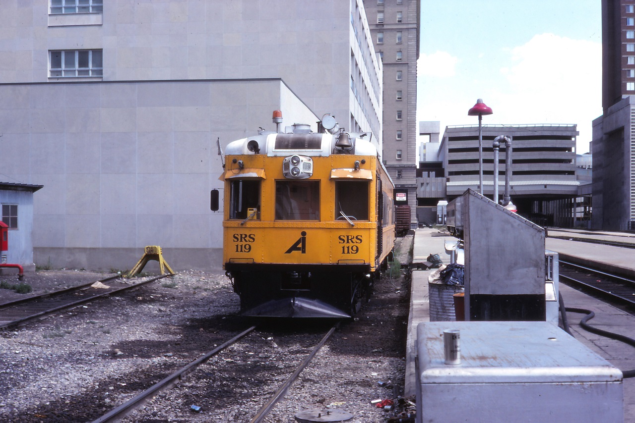 Bill Thompson's post of Sperry car 119 prompted me to do some digging. Here it is 31 years earlier in Calgary not looking much different other than paint. Photo and scan by my brother.