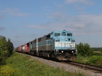 2 CMQ SD40-2F's head east towards Farnham after picking up cars west of town