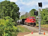 What a change a few days make. One of my favourite locations has undergone a major facelift as the new signals are now installed for northbound trains headed to the "Y" at Guelph Junction. Here, CP 254 heads south on its way to Desjardins.