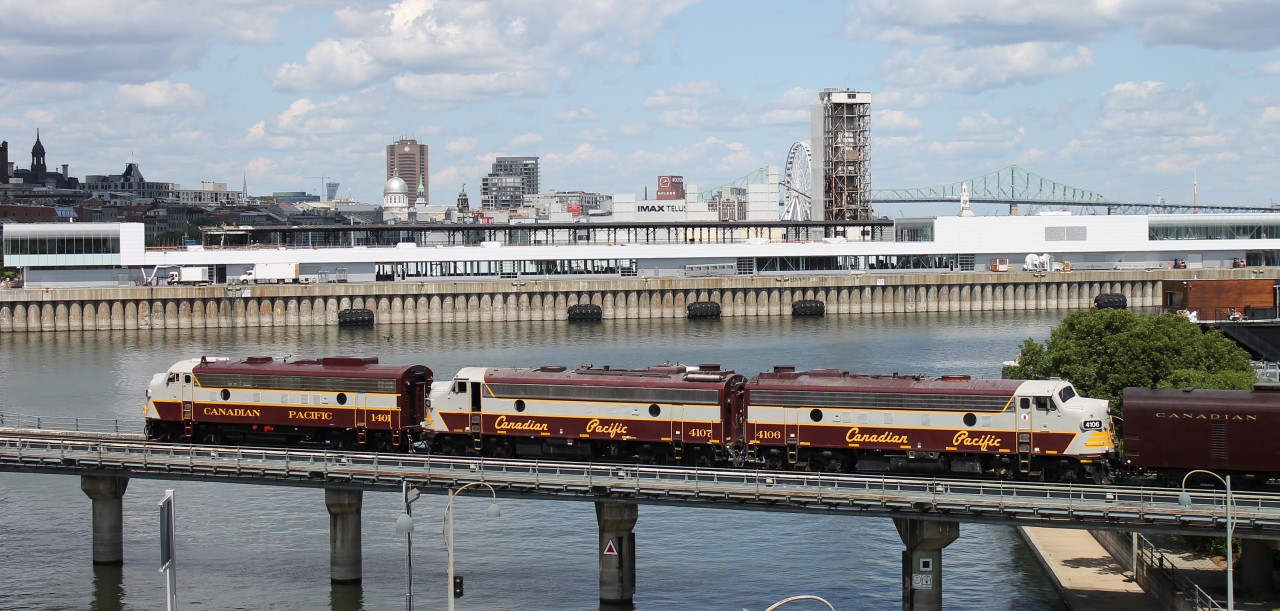 CP 150 train on the bridge over the begenning of Canal Lachine loco FP-9  Fp9's EMD