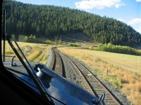 I like to call this "Room with a View" my perspective out the cab window on a beautiful fall afternoon as we proceed north on the RMR Fraser Discovery. Typical scenery along the way that I experienced trip after trip and never tired of the view.