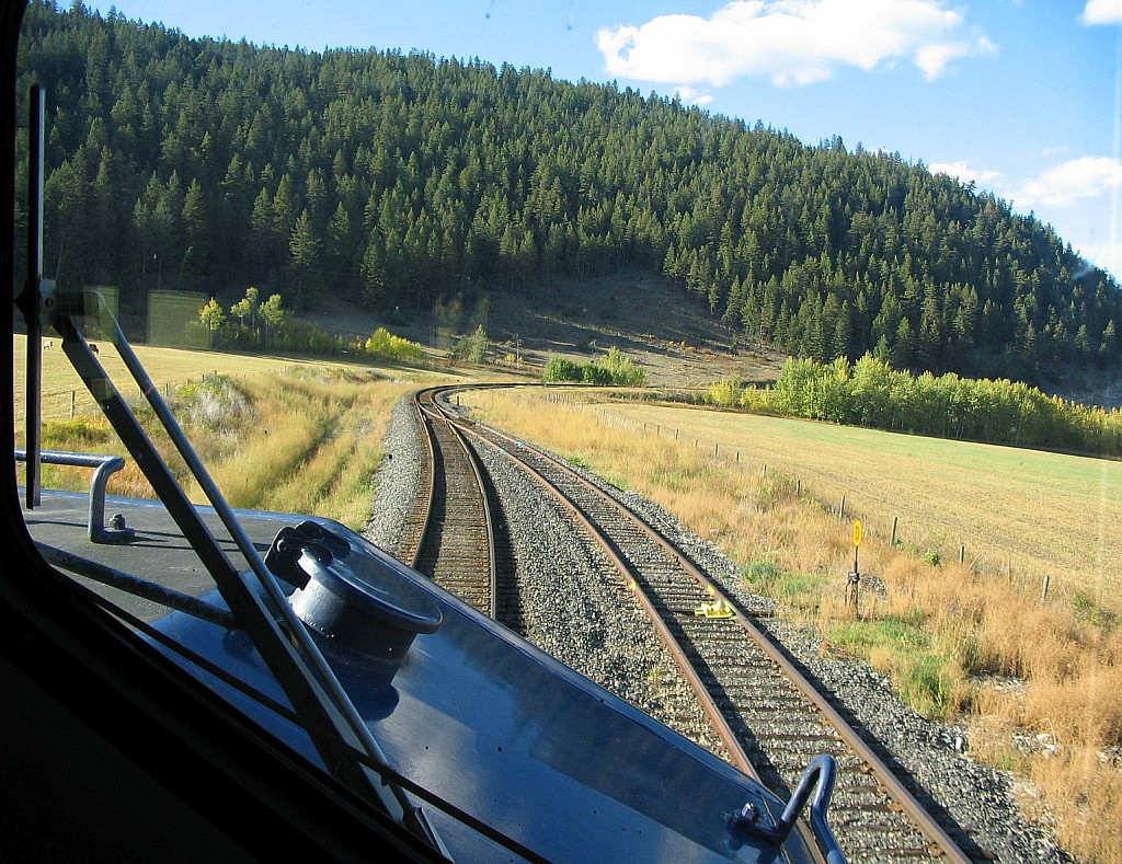 I like to call this "Room with a View" my perspective out the cab window on a beautiful fall afternoon as we proceed north on the RMR Fraser Discovery. Typical scenery along the way that I experienced trip after trip and never tired of the view.