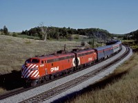 Two back-to-back FP9A's lead the Toronto section of the westbound Canadian through Palgrave on September 4, 1978.  For a modern day view of CP F's at this location and how much the area has grown in, see JA's photo of the Canada 150 train  <a href="http://www.railpictures.ca/?attachment_id=30540"> http://www.railpictures.ca/?attachment_id=30540 </a>