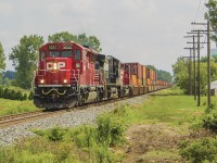 My "stay-cation" of 2017 was nicely filled with time to do some railfanning, without my usual sidekick. A few weeks before, there was some intriguing foreign power seen within Southwestern Ontario. Thankfully, it continued through out the time I had off. Here, a nice combination of smaller CP power led by 5022, with Norfolk Southern 9182 trailing ahead of an unidentified third CP unit. 