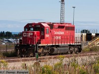 With its number boards removed, CP 5824 sits ON CN's GM lead next to the autorack loading yard in Oshawa. Given its location, I would guess that the SD40-2 is waiting to be moved to the scrapper in Ajax.