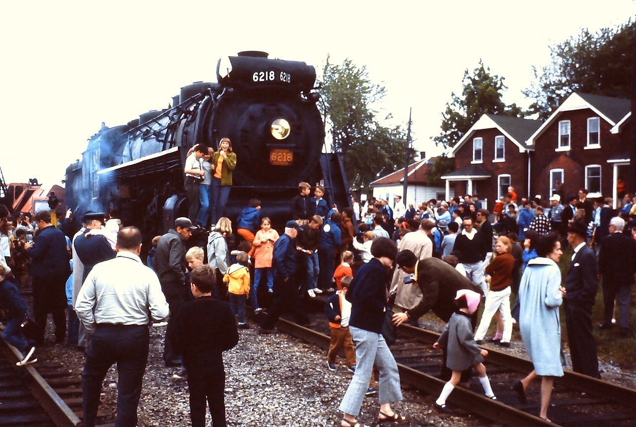 This photo was taken by my father, Roy McLean, during the "Smoke and Cinders" excursion from Sarnia to Stratford in 1969. Today the 6218 is on display at the Fort Erie Railway Museum.