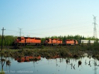 CP #124, the suppertime eastbound Expressway that ran from Detroit to Montreal is wasting no time after a meet with two westbounds at Orrs Lake. Remember when CP Rain trains? I do. This was one of four I saw in an hour after work this day, and only two months after I purchased my first Digital SLR. Oh to go back in time...

