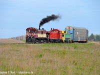 With a little trademark ALCO smoke, OSR Engineer Joe Dennis is heavy on the throttle as they shove a cut of autoracks into the General Motors CAMI Automotive plant. For a brief period in spring RS-23 503 made an appearance on this job and I was driving through to Sarnia, able to catch them real quick before continuing west. Really, you can't go wrong with any time spent on the OSR. Thanks boys for the show.