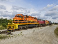 Coming home is always nice to do, especially when you have some down time to go and see if there is any action on the SOR. Here, these three units are doing some yard work on a Saturday morning. It's nice to see the orange and black again, especially with the sun cooperating!<br><br>(Of interest Sept. 3rd - I don't know how much the SOR is affected right now. When these photos were taken, Imperial Oil was in a shut down for upgrades. But now the Native Standoff is also a key factor, as someone put some debris on the tracks and set fire to it outside of Caledonia. Any information as to damage, etc. would be appreciated )