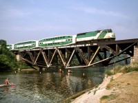 GO 515 crosses the Credit River in Port Credit, Ontario on August 10, 1985.