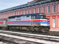 While visiting St.Thomas I was able to photograph this eastbound passenger train at the historic railway station. Fortunately the station has been preserved. Trains don't run here anymore, the double track mainline has been removed along with the associated interlocking at BX tower. I suppose the "Pepsi Can" 281 has been recycled into razor blades.