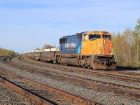 With 31 loaded gondolas of copper sulphide ore, 2102 slowly pulls out of Kidd Yard to begin the 104 mile journey to Englehart.