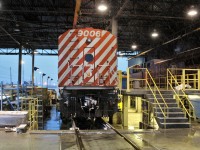 Nice wide backside of red barn 9006 underneath the carport for it's final inspection. At least the Central Maine and Quebec got a hold of some of the barns and gave them nice paint jobs.
