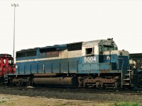 Still in it's Detroit Edison colours at CN's MacMillan Yard is HLCX lease unit 5004 an SD40.