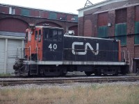 Out back of PEI's CN diesel shop when I stopped in to check out the facilities was old CN #40, a 600 HP 70-Tonner. This must have been about the end for her, as I not only could not find out what eventually happened to her, but it was hard enough even to find a photo. With a boarded up window, a pilfered lamp and the stack capped; I guess she was on her last legs and probably ended up somewhere at a scrapper. But would like to know for sure. The demise of this unit left only 30, 35 and 41 operating. And their days were very numbered.