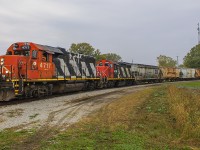 CN's local L514 always seems to be a surprise...no matter how you try to capture it. Despite the poor weather, there was reason enough to come out and photograph it as a venerable old pair of zebra stripes were on point in 4717 and 4114. Old horses, old and rustic looking grain cars along with a line that was once mighty. It doesn't get any better than this!  
