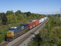 CSXT 751 is the sole power on a 53-car CN 327 as it heads west through Beaconsfield on the north track of CN's Kingston Sub. This is the first time I've seen this train with only one engine.