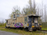 As seems to be the case every weekend, caboose CN 79834 is seen parked in Vankleek Hill on CN's Vankleek Spur. This caboose was built by CN in their Pointe St-Charles shop in Montreal under the same number. CN sold it to the Ontario L'Orignal Railway (OLOR) in 1996, which was taken over by the Ottawa Central Railway. In 2008 CN took over the Ottawa Central and renumbered the caboose back to its CN number. It is used for backup moves on the L'Orignal Spur and is in progressively worse shape.
