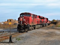 The conductor of CP 246 rides the nose in preparation to check the manual switch at the exit of Guelph Junction to the Hamilton sub. The switch to 'Ham1' will soon be removed.