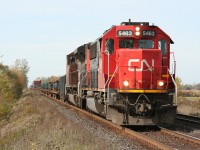 CN SD60 5463 leads eastbound train no. 509 (London-Sarnia turn) near Watford West on the return trip to London.