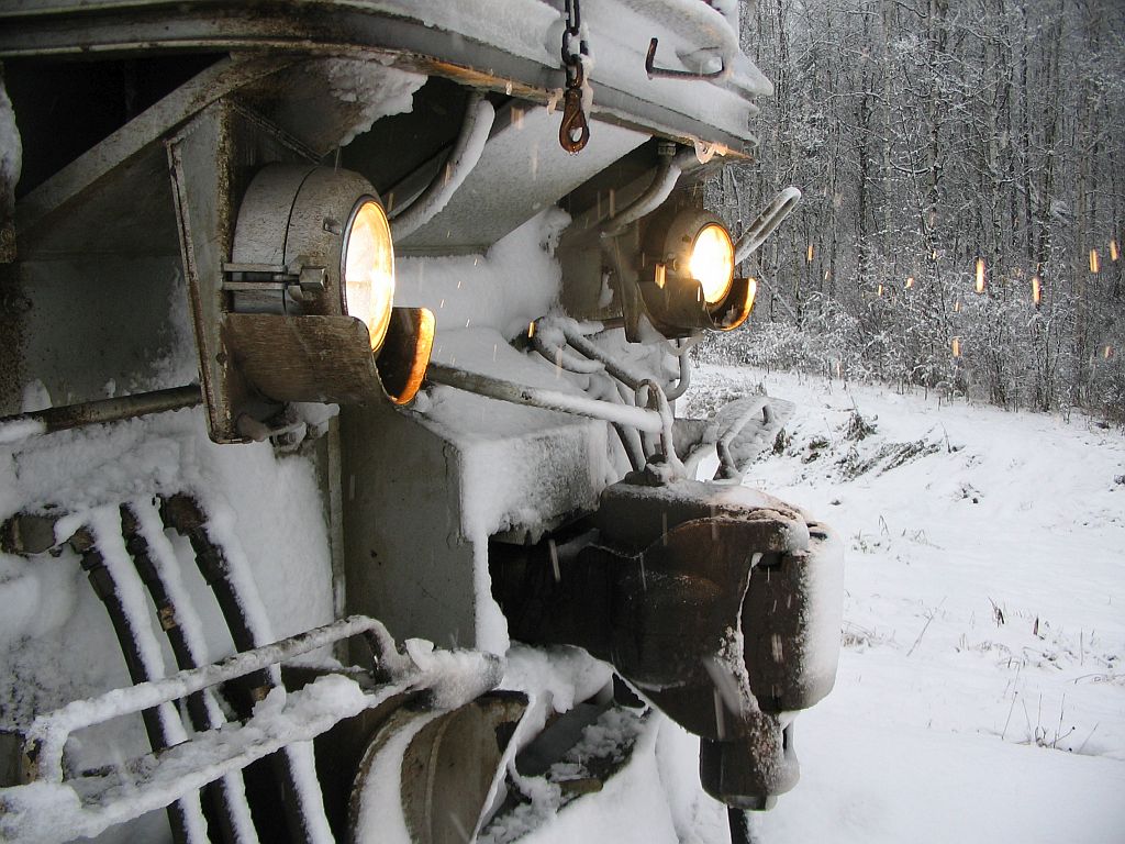 Some light on the snow. Front of BCOL 4648 after a little snow.