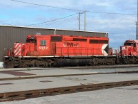 An SD40-2 that is still on the roster and in storage is 5952 seen here parked by the separator building.