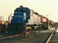 Conrail SD40 6340 an original Pennsylvania unit built in 1966 gets fueled up on the old fuel stand at Agincourt yard.